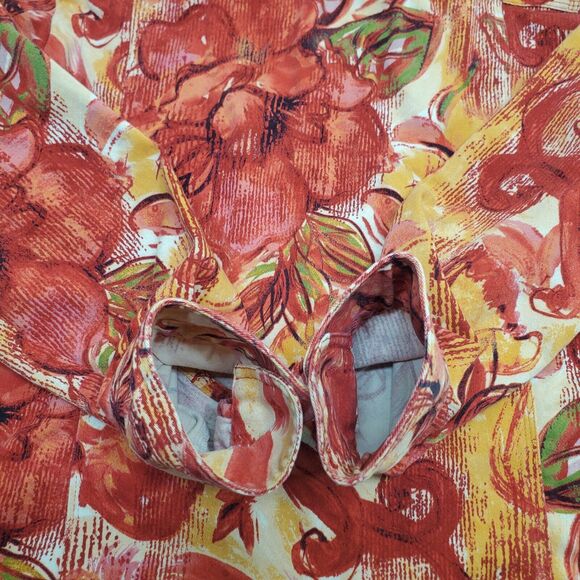 Chicos Additions Floral Red Orange Yellow Beige Zippered Jacket Womens Sz 1 - Picture 6 of 16